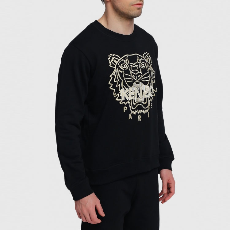 Purchase KENZO SS21 ブラック タイガー刺繍 クルーネック 長袖スウェットシャツ MS085SW1204MP-99