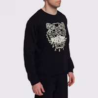 Purchase KENZO SS21 Black Tiger Embroidered Crewneck Long Sleeve Sweatshirt MS085SW1204MP-99