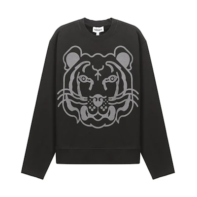 KENZO SS21 Black Tiger Head Logo Crewneck Sweatshirt FB55SW0174MY-99