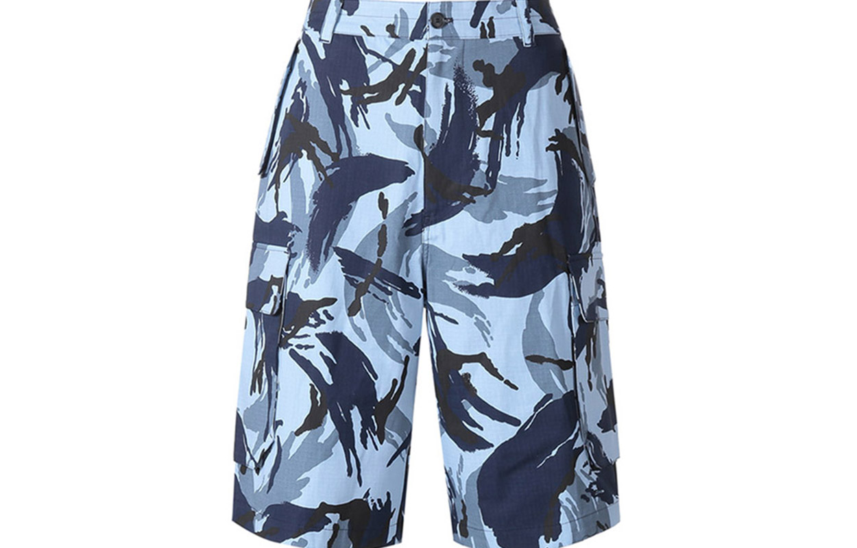 KENZO SS21 Blue Camouflage Print Casual Shorts FB55SH2341PC-67