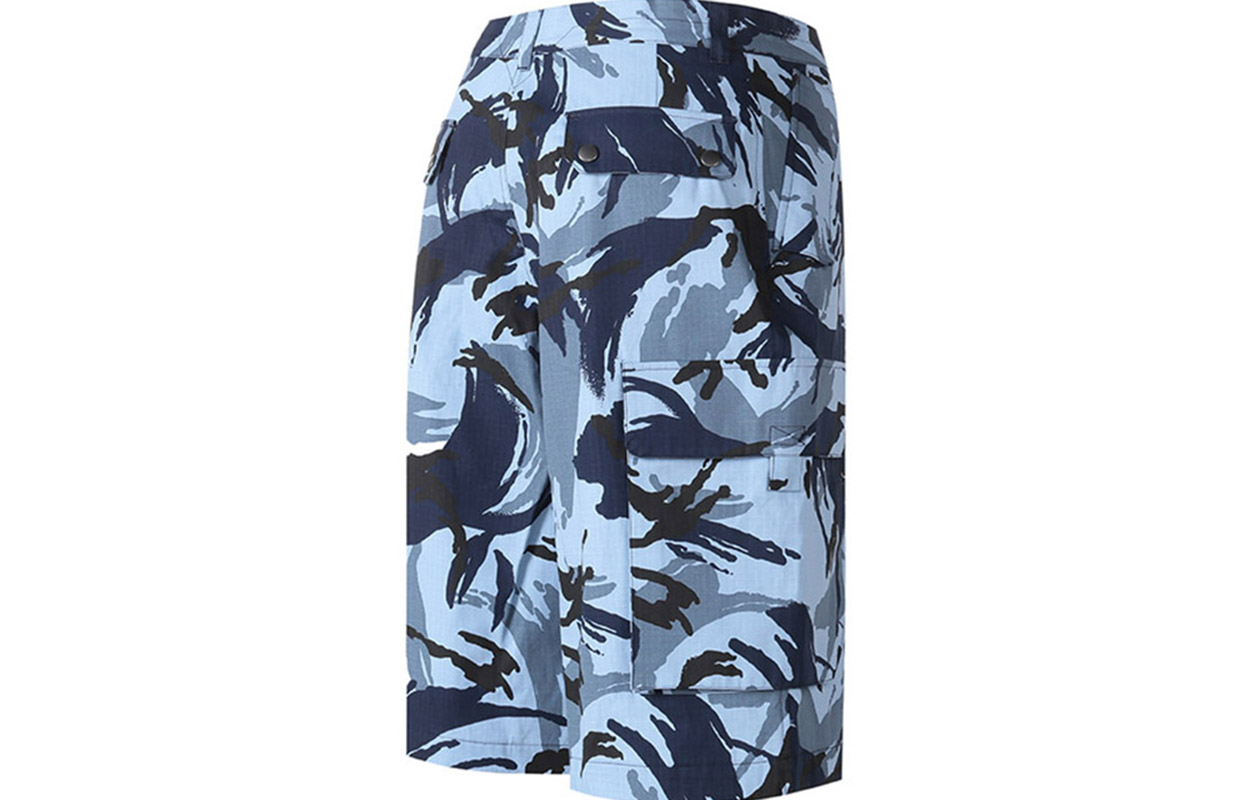 Shop KENZO SS21 Blue Camouflage Print Casual Shorts FB55SH2341PC-67