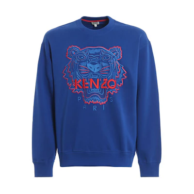 KENZO SS21 Blue Embroidered Tiger Logo Crewneck Sweatshirt F955SW5574XE-74