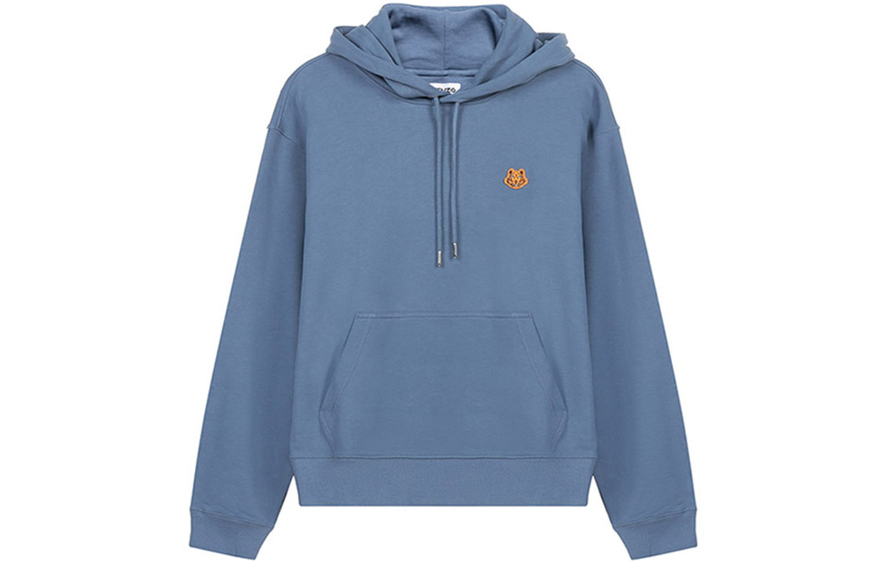 KENZO SS21 Blue Hoodie with Small Tiger Head Embroidery FB55SW3604ML-67