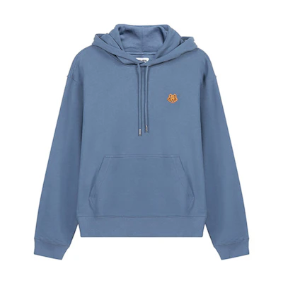 KENZO SS21 Blue Hoodie with Small Tiger Head Embroidery FB55SW3604ML-67