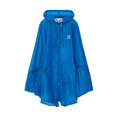 KENZO SS21 Blue Logo Print Hooded Jacket Windbreaker for Men FB55OU5619CC-69