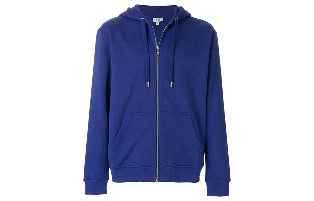 KENZO SS21 Blue Logo Zip-Up Cotton Hoodie Jacket F755BL7224MD-74