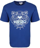 KENZO SS21 Blue T-Shirt with Tiger Print Design FB55TS0204YA-71 KENZO SS21 Blue T-Shirt with Tiger Print Design FB55TS0204YA-71