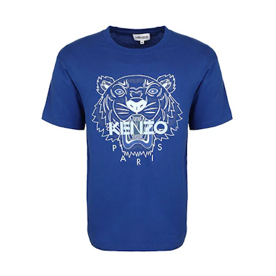 KENZO SS21 Blue T-Shirt with Tiger Print Design FB55TS0204YA-71