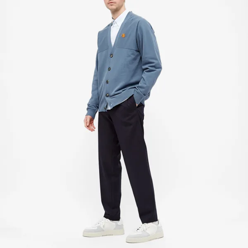 Shop KENZO SS21 Baju Knit Leher V Biru dengan Sulaman Harimau Kecil. FB55CA5813TB-67