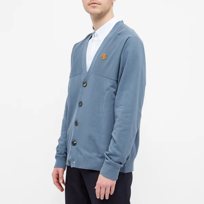 Details for KENZO SS21 Baju Knit Leher V Biru dengan Sulaman Harimau Kecil. FB55CA5813TB-67