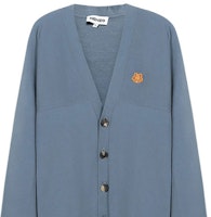KENZO SS21 ブルー Vネック ニット セーター 小さなタイガー刺繍入り FB55CA5813TB-67 Sizing KENZO SS21 ブルー Vネック ニット セーター 小さなタイガー刺繍入り FB55CA5813TB-67