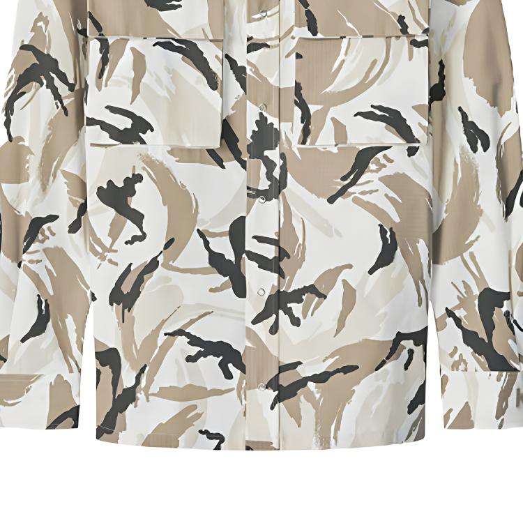 Shop KENZO SS21 迷彩图案印花宽松长袖衬衫. FB55CH5021PC-02