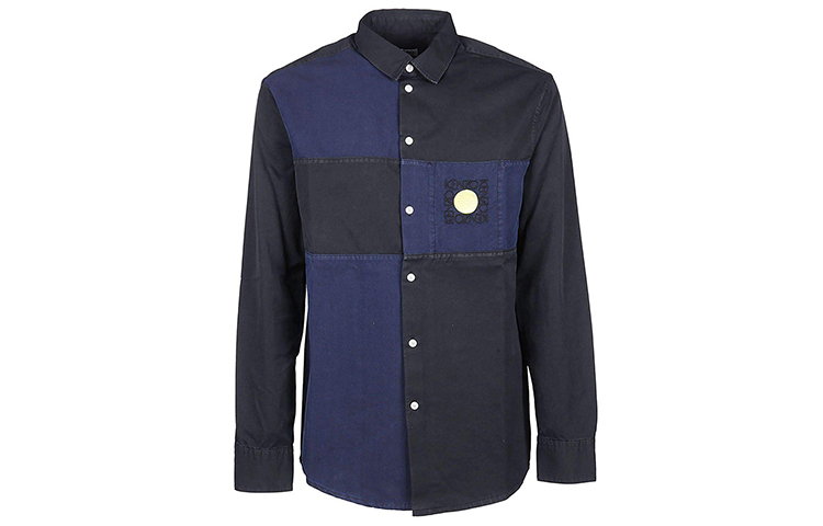 KENZO SS21 Casual Long Sleeve Shirt Black/Blue. F955CH6081LE-99