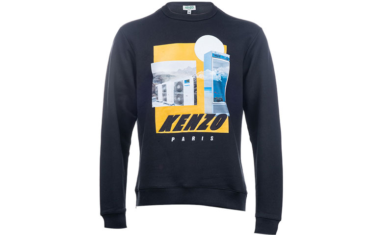 KENZO SS21 Casual Printed Pullover Sweatshirt Deep Blue KE5SW1644ME-99