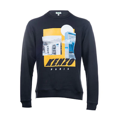 KENZO SS21 Casual Printed Pullover Sweatshirt Deep Blue KE5SW1644ME-99