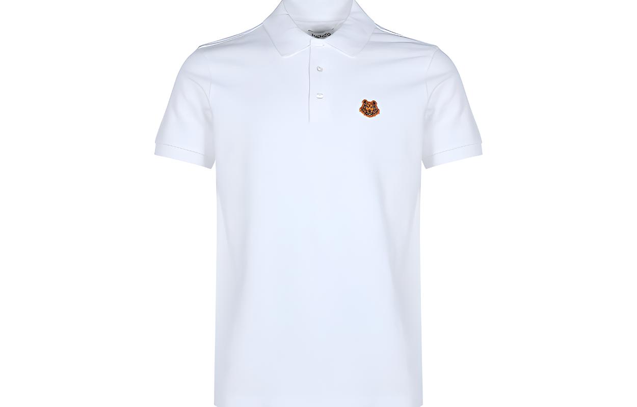 KENZO SS21 Classic Tiger Head Polo Shirt White Short Sleeve Embroidered FA65PO0014PU-01