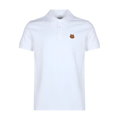 KENZO SS21 Classic Tiger Head Polo Shirt White Short Sleeve Embroidered FA65PO0014PU-01