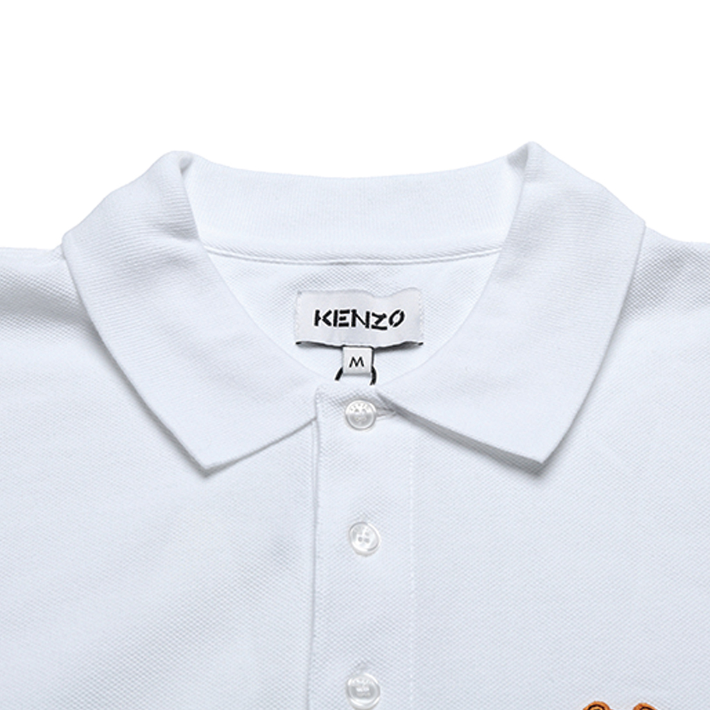 Details for 겐조 SS21 클래식 타이거 헤드 화이트 반팔 자수 폴로 셔츠 FA65PO0014PU-01