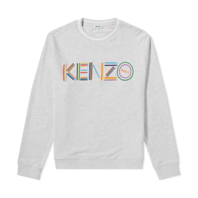 KENZO SS21 Colorful Logo Crewneck Sweatshirt Grey Mens 5SW1994XP-93