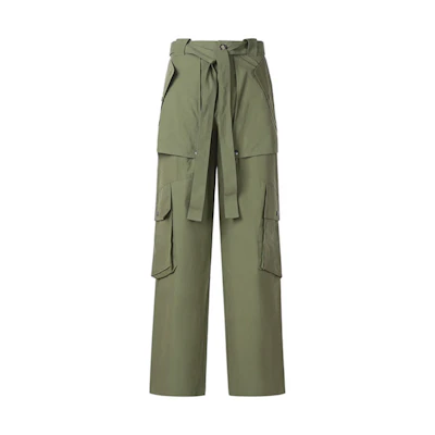KENZO SS21 Cotton Drawstring Cargo Pants Light Military Green FB55PA4319SA-49