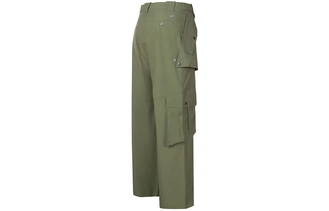 Shop KENZO SS21 Cotton Drawstring Cargo Pants Light Military Green FB55PA4319SA-49