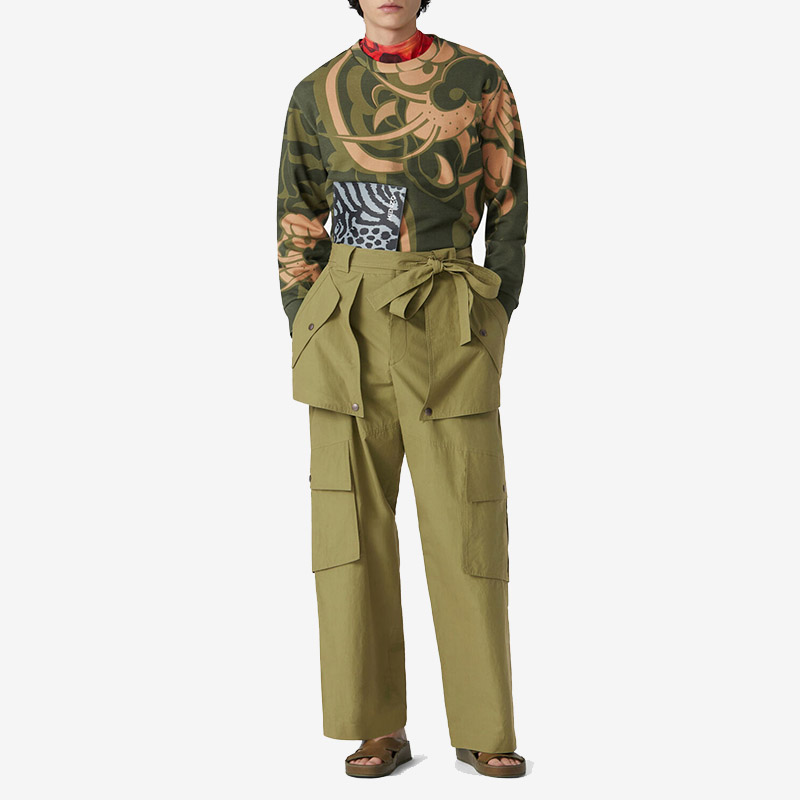 Purchase KENZO SS21 Cotton Drawstring Cargo Pants Light Military Green FB55PA4319SA-49