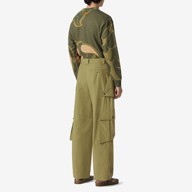 Details for KENZO SS21 Cotton Drawstring Cargo Pants Light Military Green FB55PA4319SA-49