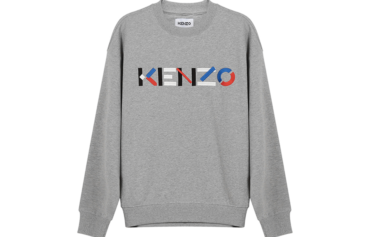 KENZO SS21 Embroidered Logo Fleece Crewneck Sweatshirt Men’s Pearl Grey FB55SW5234MO-94 圖 2