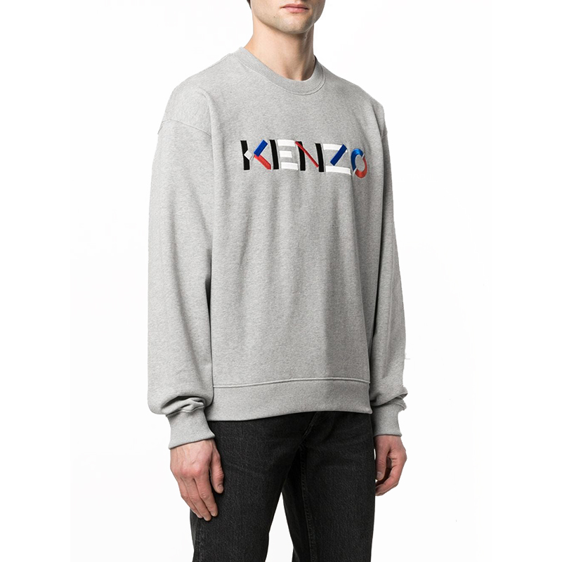 KENZO SS21 Embroidered Logo Fleece Crewneck Sweatshirt Men’s Pearl Grey FB55SW5234MO-94 圖 5