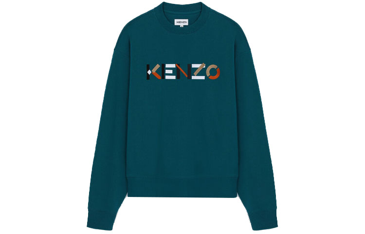 KENZO SS21 Embroidered Logo Fleece Pullover Sweatshirt Green FB55SW5234MO-73