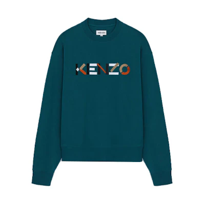 KENZO SS21 Embroidered Logo Fleece Pullover Sweatshirt Green FB55SW5234MO-73