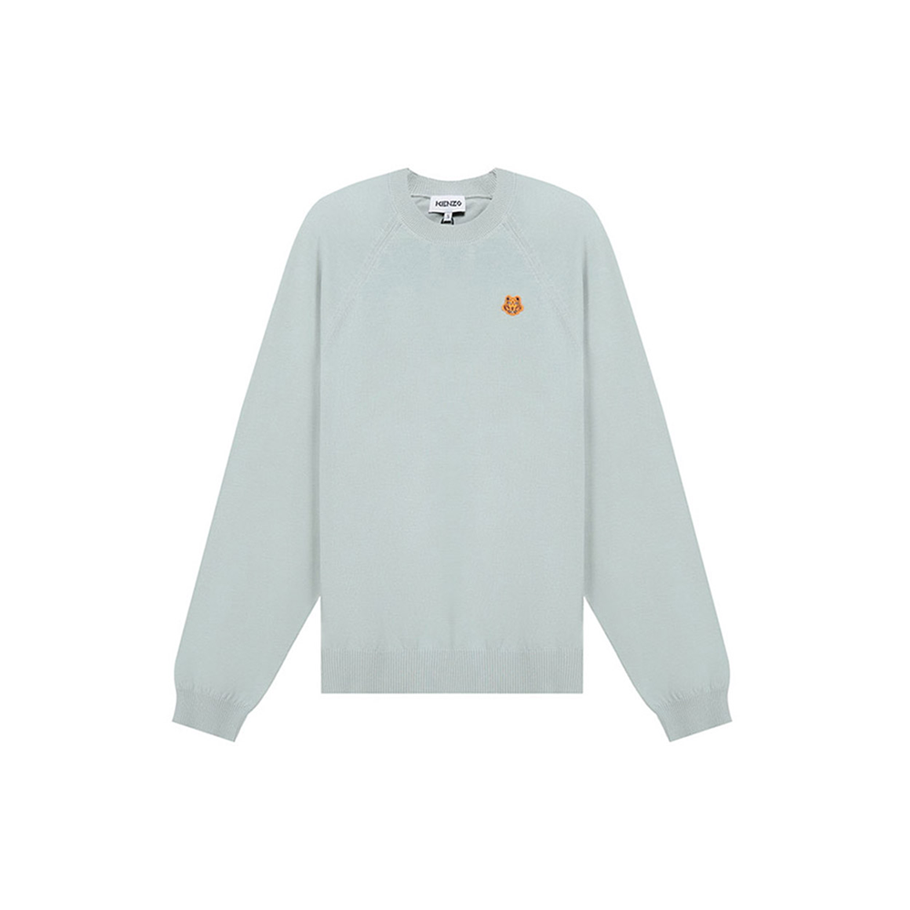 KENZO SS21 Embroidered Tiger Head Knit Sweater Gray-Green FB55PU5813TB-61