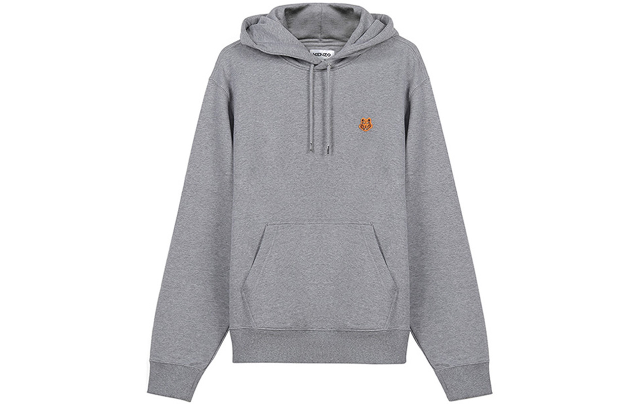 KENZO SS21 Embroidered Tiger Hoodie Dove Gray FB55SW3604ML-95
