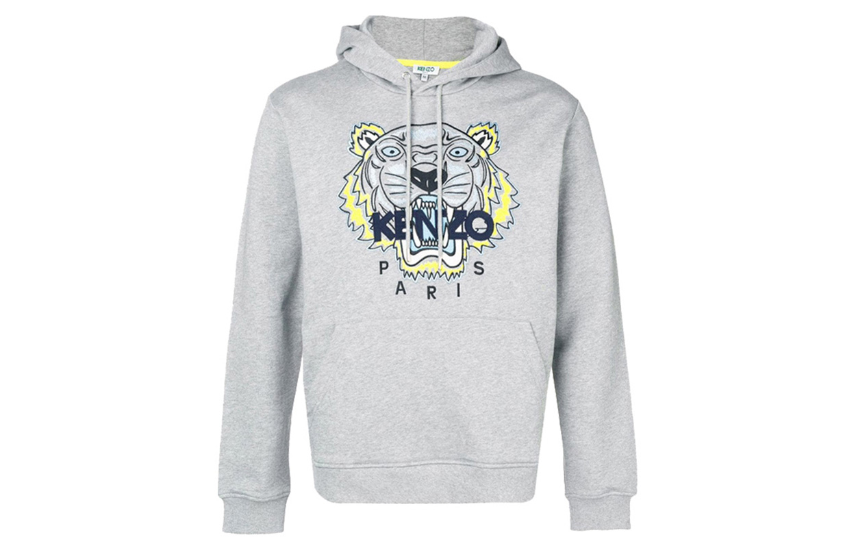 KENZO SS21 Embroidered Tiger Logo Hoodie Gray () F955SW4154XA-94