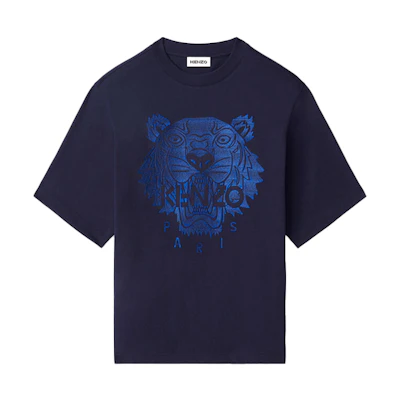 KENZO SS21 Embroidered Tiger Logo Relaxed T-Shirt Navy Blue FB55TS0694YF-76