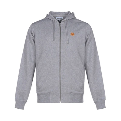 KENZO SS21 Embroidered Tiger Zip Hoodie Jacket Dove Gray FB55BL7214ML-95