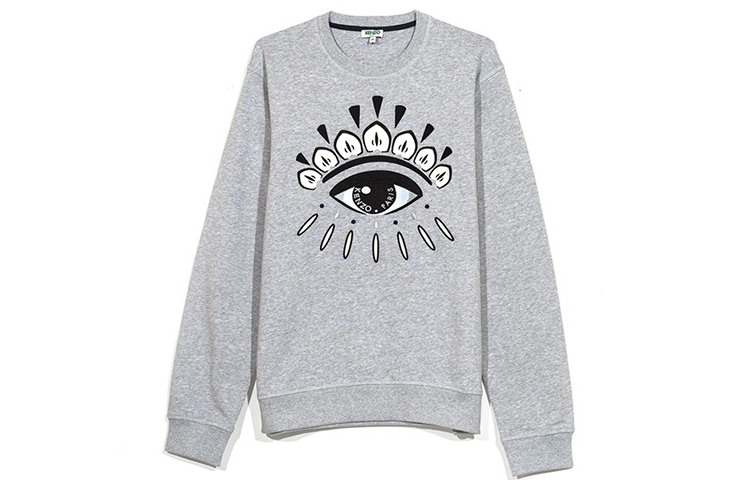 KENZO SS21 Eye Graphic Crewneck Sweatshirt Light Grey PF855SW0554XI-93