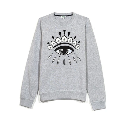 KENZO SS21 Eye Graphic Crewneck Sweatshirt Light Grey PF855SW0554XI-93
