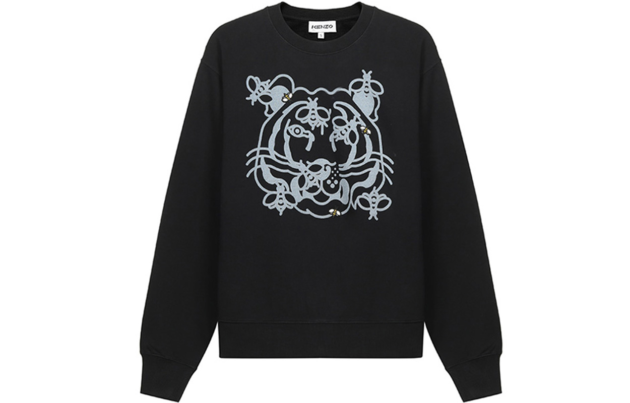 KENZO SS21 Fleece Alphabet Logo Crewneck Sweatshirt Black Winter Edition FB55SW0184MO-99