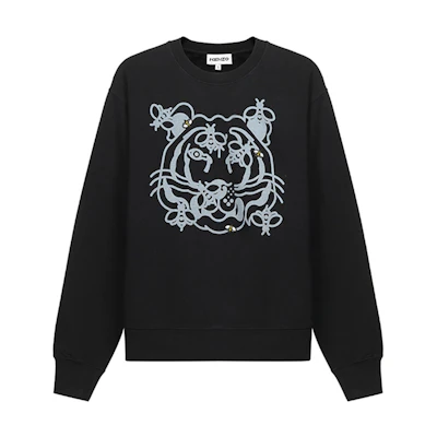 KENZO SS21 Fleece Alphabet Logo Crewneck Sweatshirt Black Winter Edition FB55SW0184MO-99
