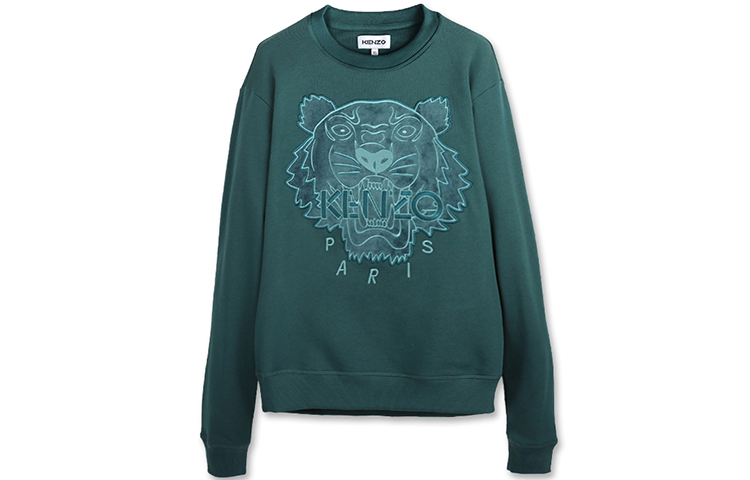 KENZO SS21 Green Cotton Tiger Logo Crewneck Sweater FA65SW1104XJ-73