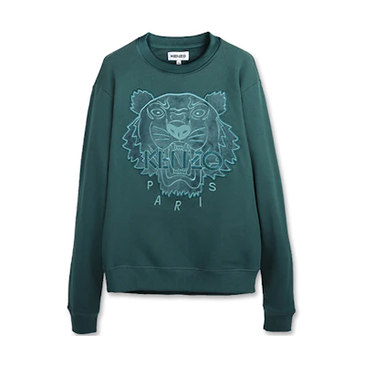 KENZO SS21 Green Cotton Tiger Logo Crewneck Sweater FA65SW1104XJ-73