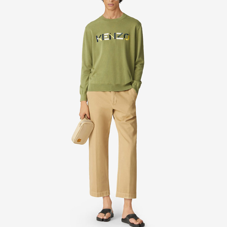 Details for KENZO SS21 Sweater Rajut Hijau Logo Lengan Panjang. FB55PU5413LA-49