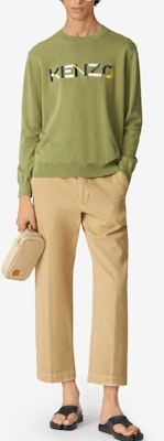 KENZO SS21 Sweater Rajut Hijau Logo Lengan Panjang. FB55PU5413LA-49 Details for KENZO SS21 Sweater Rajut Hijau Logo Lengan Panjang. FB55PU5413LA-49