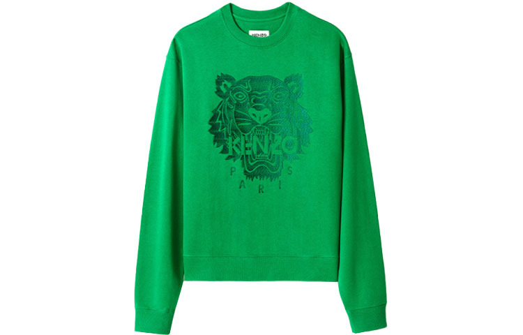 KENZO SS21 Green Tiger Crest Crewneck Sweatshirt FB55SW1224XF-56