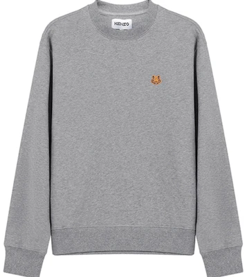 Kenzo SS21 Grey Crewneck Sweatshirt with Tiger Head Embroidery FB55SW0034ML-95 Buy Kenzo SS21 Grey Crewneck Sweatshirt with Tiger Head Embroidery FB55SW0034ML-95