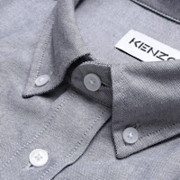 Sizing KENZO SS21灰色寬鬆版長袖襯衫刺繡虎頭設計 FB55CH4001LD-99