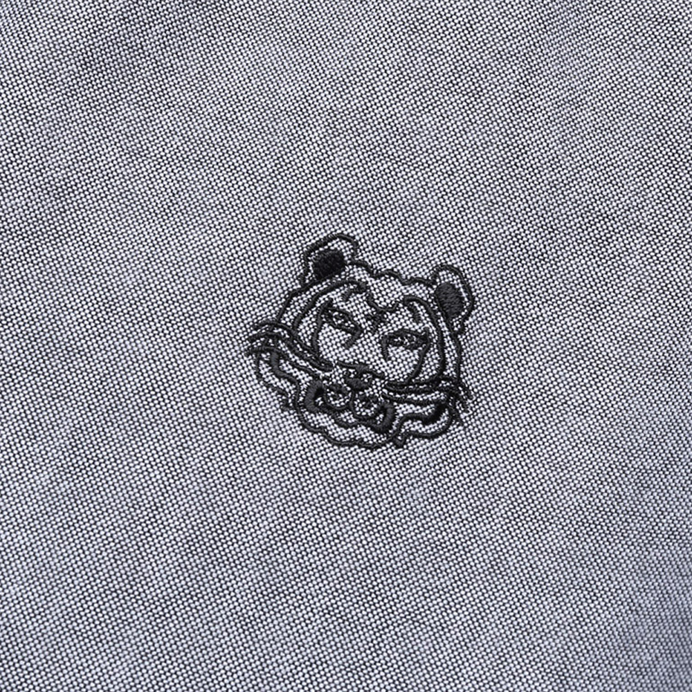 Cheap KENZO SS21 グレー ルーズフィット ロングスリーブ シャツ 刺繍タイガーヘッド FB55CH4001LD-99