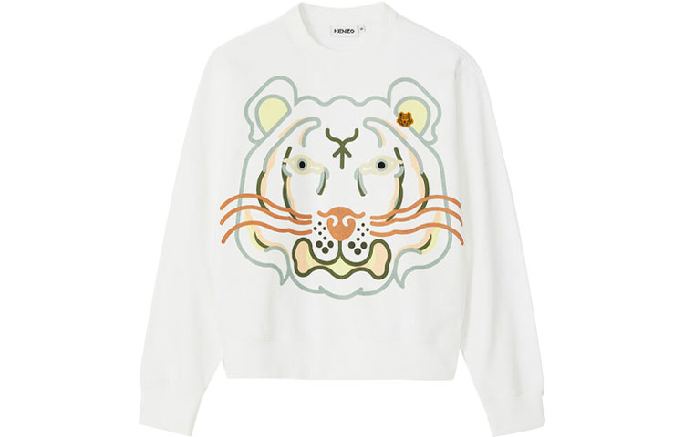 KENZO SS21 K-Tiger Crewneck Pullover Sweatshirt White FB55SW0164MO-01B