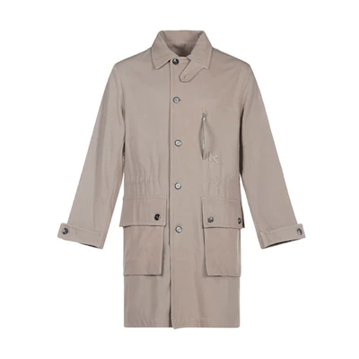 KENZO SS21 Khaki Cotton Straight-Cut Button Trench Coat. FB55MA0065AA-11
